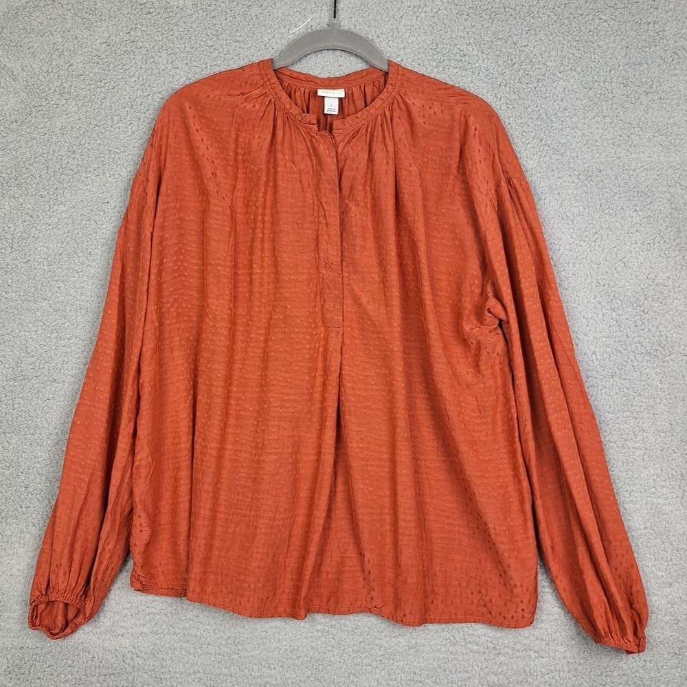 A New Day Blouse Womens Large Orange Long Sleeve Button Up‎ Boho